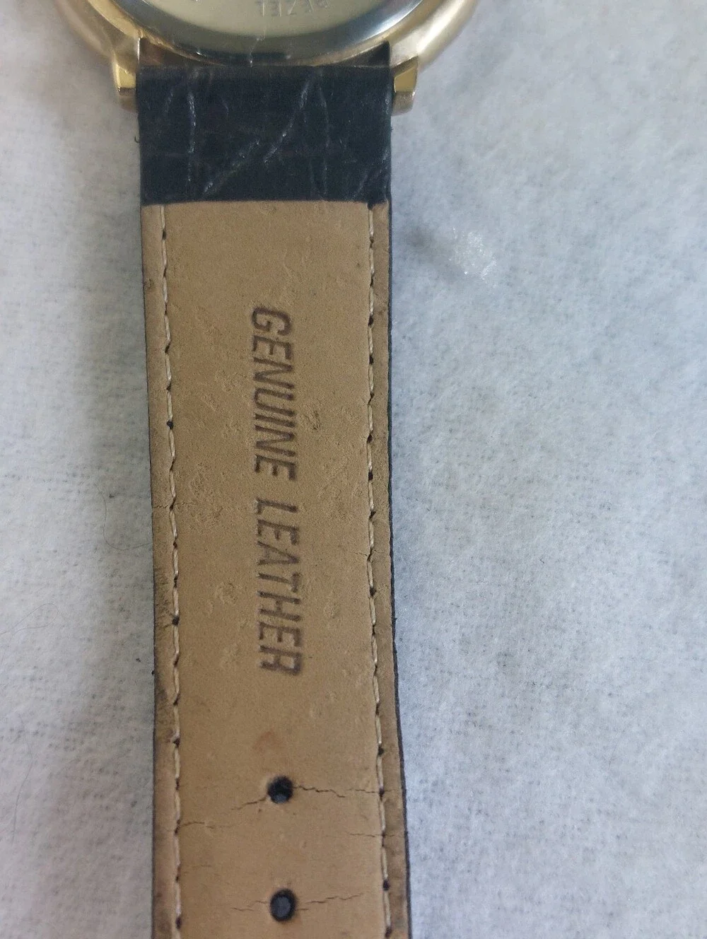 Vintage Estate Hampden Gold Golf Watch Golf Ball Bezel Leather Strap Works